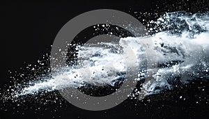 Exploding White Powder on Dark Background Creates Dynamic Motion and Texture