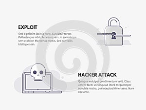 Exploit and Hacker attack. Cyber security concept.