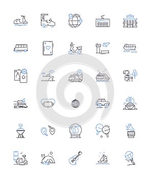 Exploration line icons collection. Discover, Investigate, Seek, Survey, Traverse, Piering, Adventure vector and linear