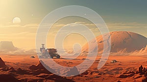 Exploration of Mars, a rover on the surface of the red planet