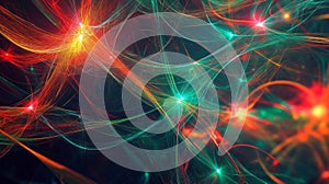 Exploration of multidimensional strings and theoretical physics concepts through vibrant colors and patterns