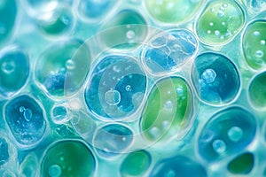 Exploration of protist diversity with Chlamydocapsa sp. under a microscope revealing chloroplasts and chlorophyll in photo