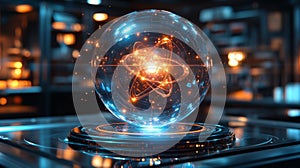 Exploration of quantum mechanics with a focus on qubits, superposition, and entanglement in a futuristic setting photo