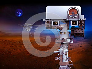 Exploration Space Rover 2020,camera for shooting on the planet Mars. Elements of this image furnished by NASA