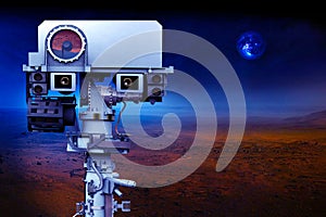 Exploration Space Rover Perseverance ,camera for shooting on the planet Mars.Elements of this image furnished by NASA 3D