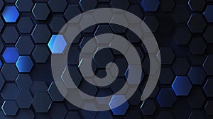 Explore an abstract vector background featuring a black hexagon design with vibrant blue energy flashes for gaming tech aesthetics photo