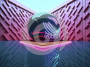 Explore AI-generated art that bends light & color, blending quantum wave-tracing, v-ray tracing, and futuristic design for a capti