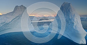 Explore Antarctica nature. Melting blue iceberg