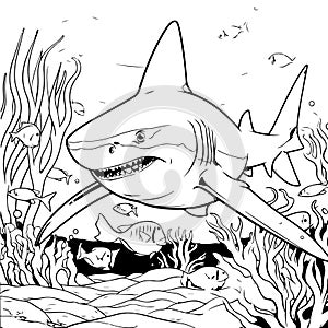 Explore the beauty of the ocean through shark-themed coloring pages