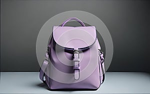 Explore the Beauty of a Pink Women\'s Handbag Backpack on a Trendy Gray Studio Backgroun.