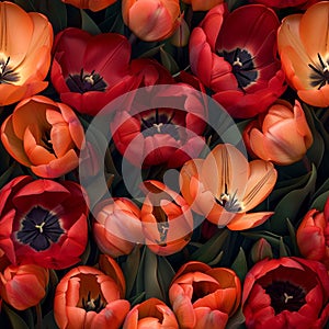 Vibrant Tulip Field - Seamless Floral Background for Creative Design photo