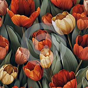 Vibrant Tulip Field - Seamless Floral Background for Creative Design photo