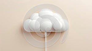 Explore the cloud computing concept with an illustration of a white cloud linked to a network cable