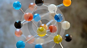 Colorful molecular structure model science education chemistry atom molecule research study design