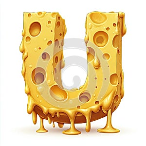 A vector illustration of the uppercase letter U made out of cheese photo