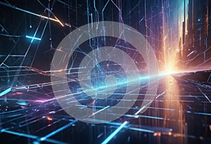 Futuristic Business Solutions Background with Dynamic Digital Networks photo