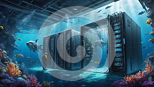 AquaTech Nexus: Harnessing Sea Energy for Innovation. AI generate photo