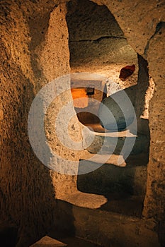 Explore Derinkuyu underground city in Cappadocia, Turkey