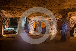 Explore Derinkuyu underground city in Cappadocia, Turkey