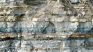 Explore the detailed texture of a layered sediment in a flat composition, Ai Generated