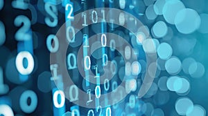 Explore the digital realm with this vibrant blue background featuring binary code, symbolizing data security and tech innovation