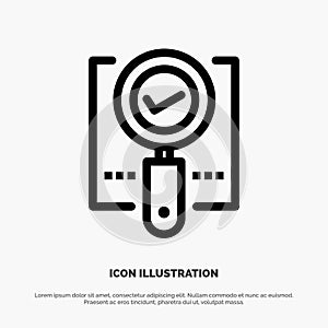 Explore, Find, Magnifier, Ok, Search Line Icon Vector