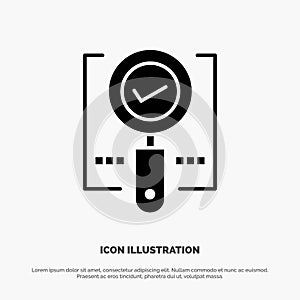 Explore, Find, Magnifier, Ok, Search solid Glyph Icon vector