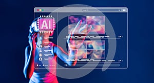 Innovative AI Interface with Virtual Reality Elements, Showcasing Generative Technology and Prompt Engineering in Modern