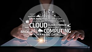 Cloud Computing Concept with Data Security, Analytics, and Storage, Highlighting Technology Trends and Innovations for