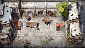 Conurbation Battlemap Of Small City Street With Marketplace photo