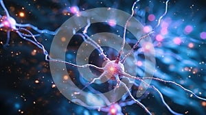 Explore the intricate neural communication through this depiction of active nerve cells and the electrical activity of neuron