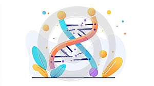 Explore the intricate structure of DNA with this vibrant, modern illustration that blends textures in a fun cartoon style