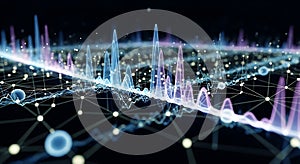 Abstract Futuristic Data Visualization Network Analysis and Digital Waveform