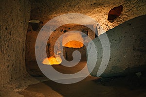 Explore Kaymakli underground cave city in Cappadocia, Turkey