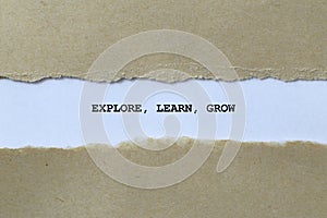 explore learn grow on white paper
