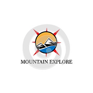 Explore mountain logo vector illustration concept, icon, element, and template for company