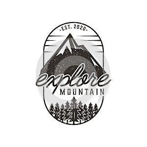 Explore mountain vintage logo design