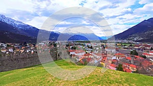 Explore outer ward of Montebello Castle, Bellinzona, Ticino, Switzerland