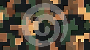 Discover a modern pixel military camouflage pattern in green and brown tones, perfect for textiles and graphic designs