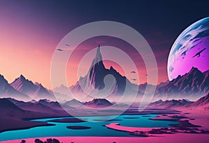 Explore a Surreal Futuristic World with a Beautiful Sky and Unnatural Landscape.