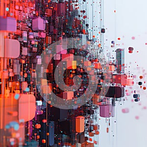 Abstract Digital Art with Colorful Data Patterns