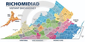 Explore Virginias Political Subdivisions A Detailed Map Highlighting Richmonds Location and Context photo