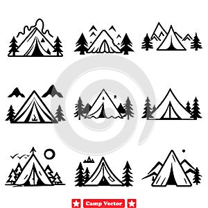 Explore the Wilderness Camping Adventure Vector Silhouettes for Outdoor Enthusiasts and Nature Lovers