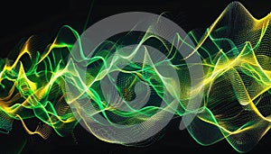 Explore the world of dynamic waveforms through abstract green and yellow light patterns AIG62