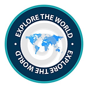 explore the world stamp on white