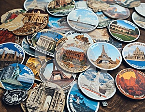 Explore the World: Unique Travel Sticker Set Featuring Landmarks