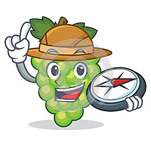 Explorer green grapes mascot cartoon