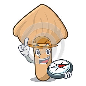 Explorer inocybe mushroom mascot cartoon