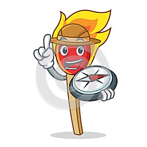 Explorer match stick mascot cartoon