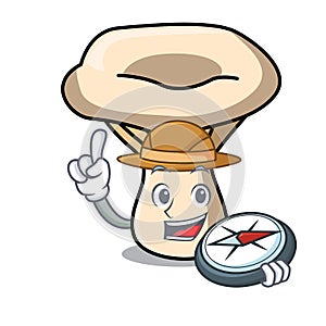 Explorer milk mushroom mascot cartoon